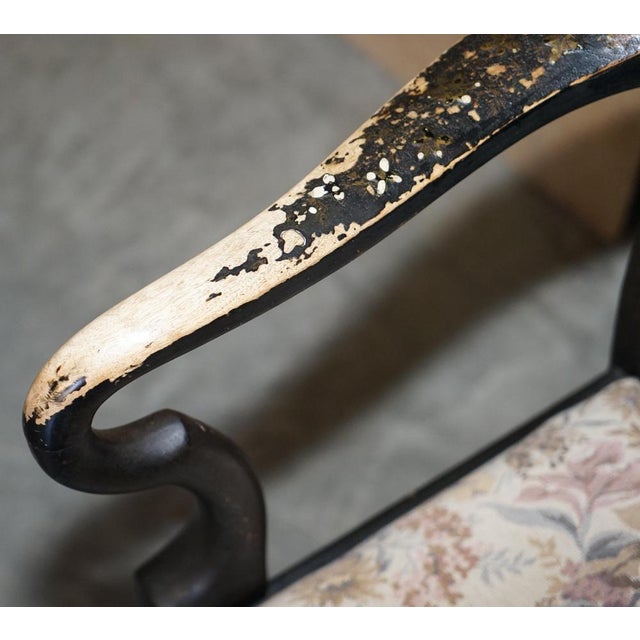 Black Georgian Chinoiserie Black Lacquer Armchair, 1800s For Sale - Image 8 of 18
