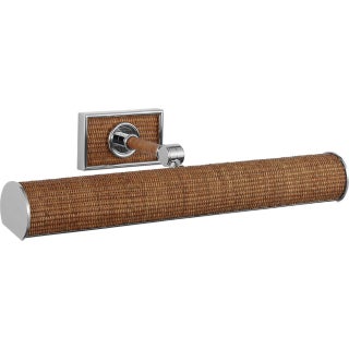 Chapman & Myers for Visual Comfort Signature Halwell 18" Picture Light in Polished Nickel and Natural Woven Rattan For Sale