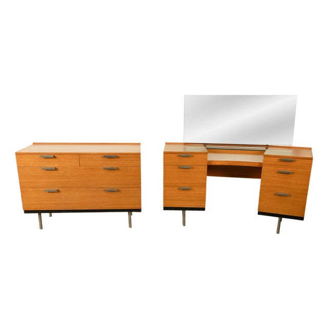 Mid Century Modern Birch Fineline Vanity Dresser Chest Set John Sylvia Reid 1961 For Sale