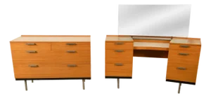 Mid Century Modern Birch Fineline Vanity Dresser Chest Set John Sylvia Reid 1961