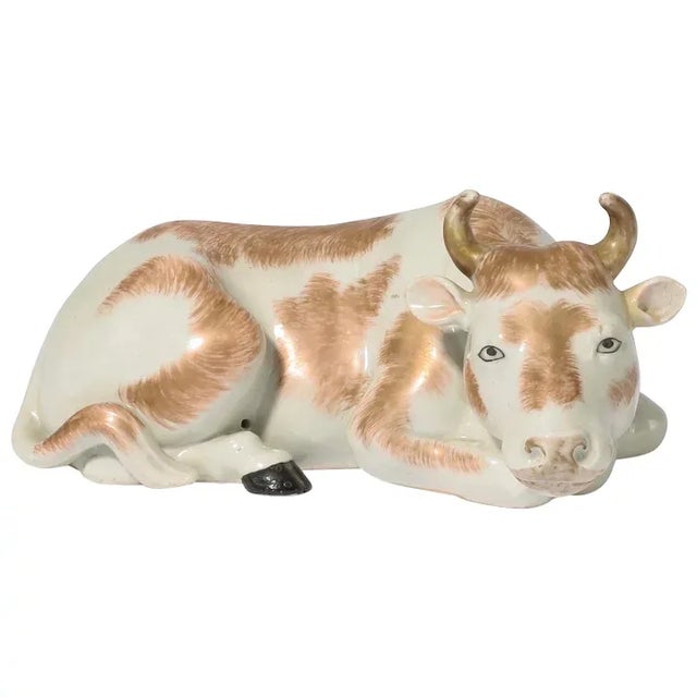 Antique 19th Century Chinese Export Porcelain Cow Figure For Sale - Image 12 of 12