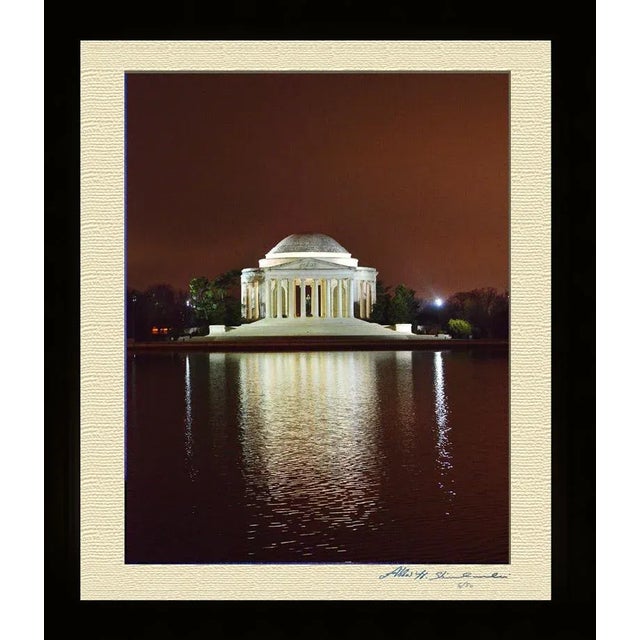 Dramatic photo of the Jefferson Memorial at night offered In Walnut and Black Frame Limited Edition & Signed By Artist...