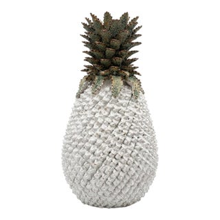 Vintage Italian Ceramic Pineapple Vase | Mid-Century Majolica Style Table Vessel For Sale
