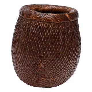 Chinese Reed Wrapped Basket, C. 1900 For Sale