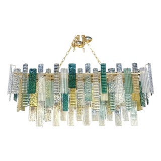 Monumental Rectangular Strip Listelli Murano Glass Chandelier by Simoeng For Sale