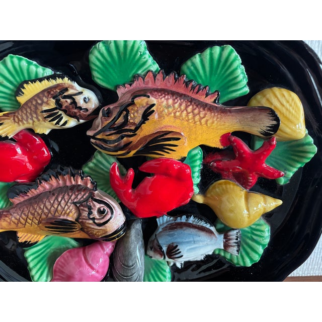 1960s Ceramic Wall Plaque with Marine Decoration from Vallauris, France, 1960s For Sale - Image 5 of 11