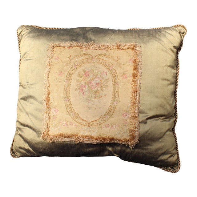 Late 19th Century Antique French Aubusson Pillow For Sale