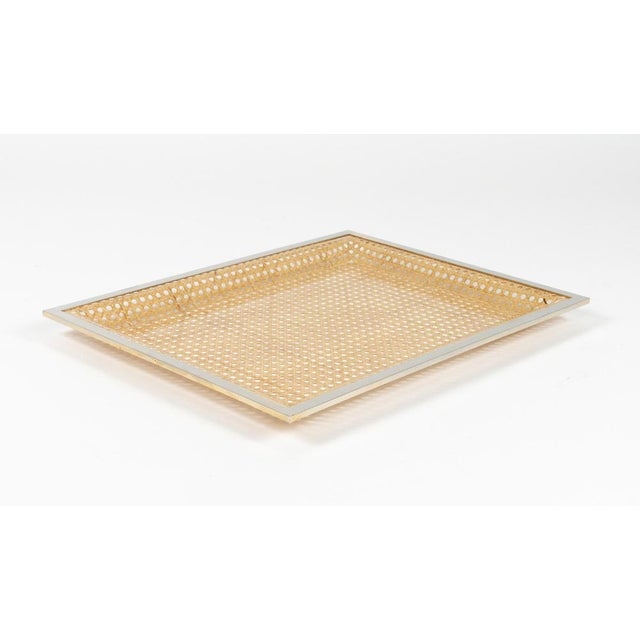 Vintage Serving Tray in Rattan and Chrome from Christian Dior, 1970s For Sale - Image 10 of 16