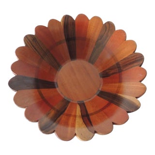 Vintage Small Marquetry Round Decorative Bowl For Sale