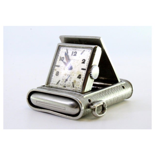 Rectangular Shaped Hand-Wound Pocket Watch with Side-Press Opening Lid For Sale - Image 8 of 9