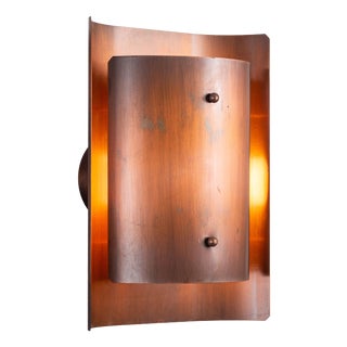 Danish Copper Wall Lamp, 1960s For Sale
