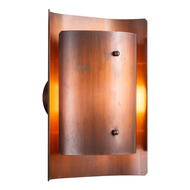 Danish Copper Wall Lamp, 1960s For Sale