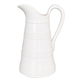 Large 19th Century Belgian White Ironstone Pitcher For Sale