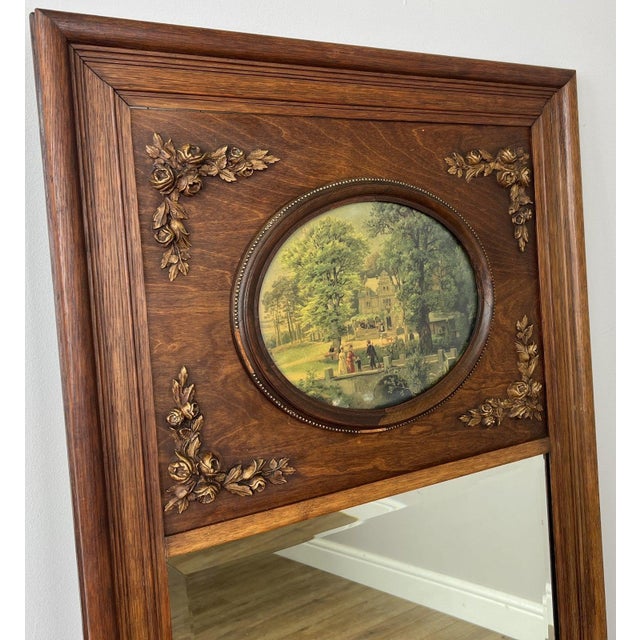 French Style Wall Mirror in Oak For Sale - Image 3 of 14