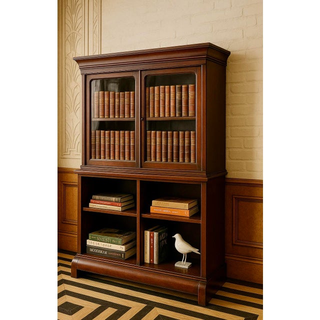 Antique Quarter Sawn Oak Bookcase / China Cabinet by Danner Furniture, c. 1910's. The bookcase is in three parts (top...