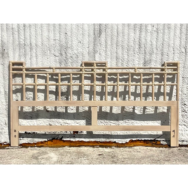 Mid 20th Century Vintage Coastal Rattan King Headboard For Sale - Image 4 of 7