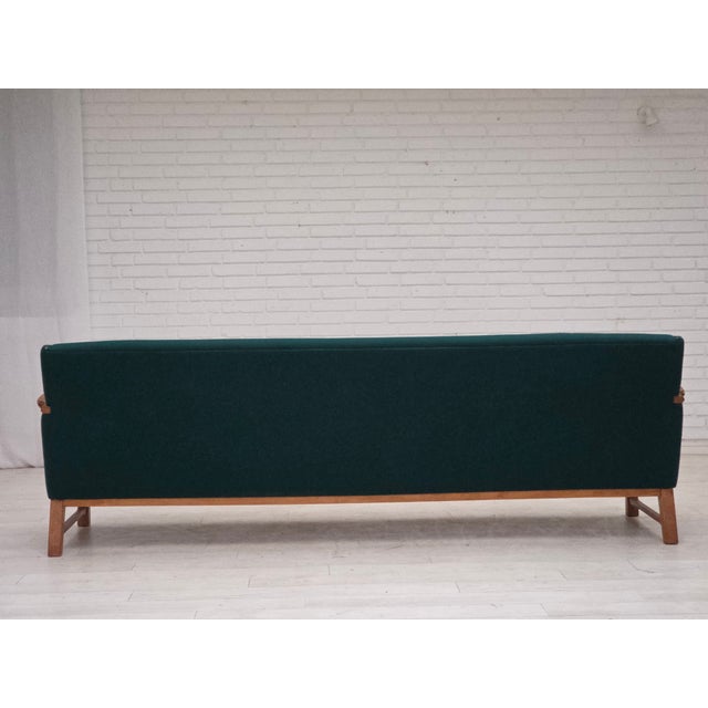 Mid-Century Modern Vintage Danish Four-Seater Sofa in Furniture Wool and Oak, 1970s For Sale - Image 3 of 18