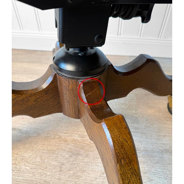 Vintage Traditional Mahogany & Cane Bankers Swivel Desk Chair For Sale - Image 15 of 17