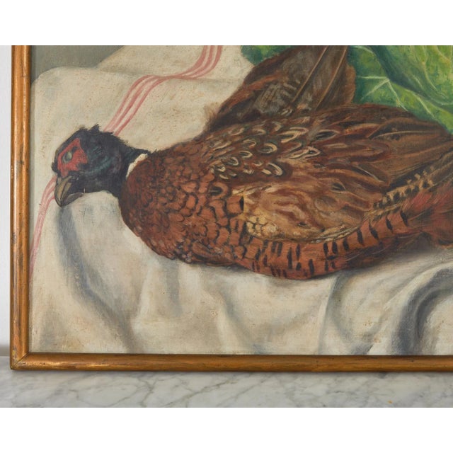 Midcentury French Baroque Style Still Life Pheasant With Cabbage For Sale - Image 9 of 13