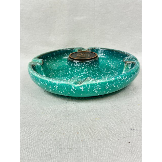 Turquoise Vintage Roseville Hyde Park Ashtray For Sale - Image 8 of 12