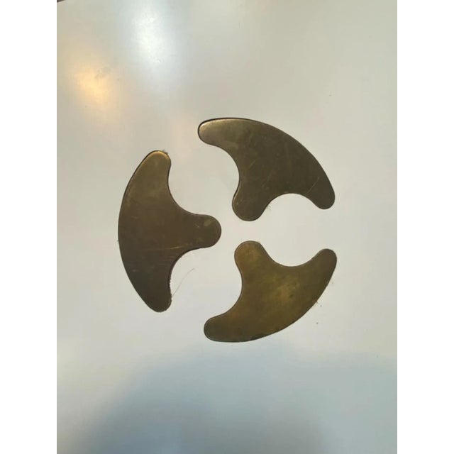 Metal Mid Century Biomorphic White Laminate & Brass Inlay Table For Sale - Image 7 of 10