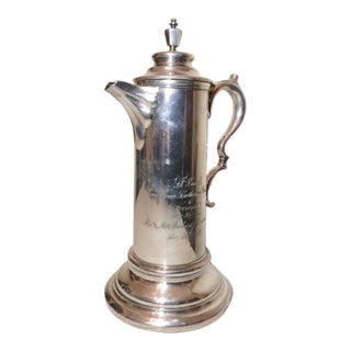 Large Antique 1901 Lutheran Church Presentation Silver Plate Wine Claret Pitcher For Sale