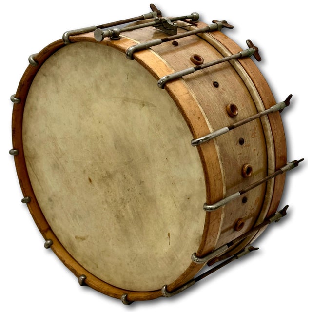 American Fine Quality Antique American Wood Snare Drum by Warburg & Co. Worcester Massachusetts Circa Early 1900s - Decorative For Sale - Image 3 of 18