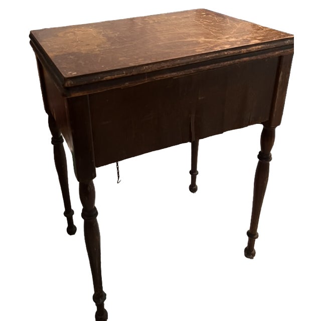 Vintage 1930s Singer Electric Sewing Machine in Original Wooden Cabinet With Extension Leaf For Sale - Image 16 of 16