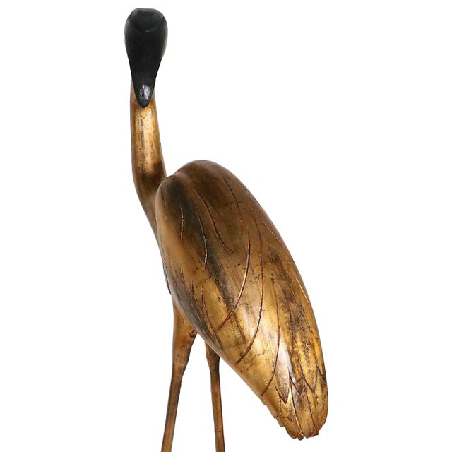 Unusual Freestanding Life Size Heron in Gold and Black Finish C 1980's For Sale In New York - Image 6 of 12