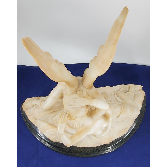 Gemstone Early 20th Century Cupid and Psyche Alabaster Stone Sculpture After Antonio Canova For Sale - Image 7 of 18