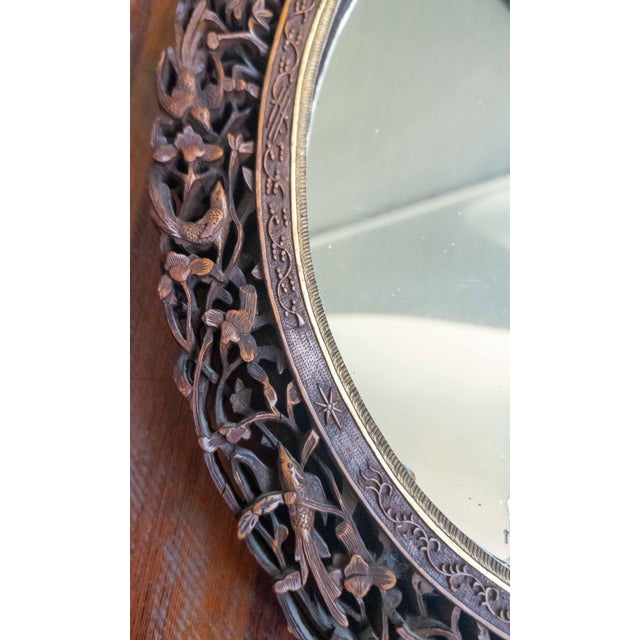 19th Century Chinese Canton Export Carved Reticulated Mirror Frame With Birds For Sale - Image 15 of 18