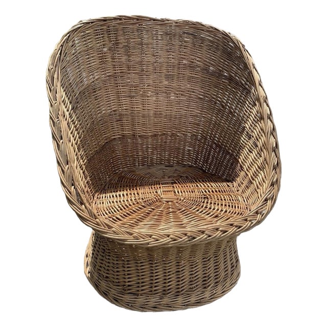 Vintage Wicker Boho, Coastal Accent Egg Chair For Sale