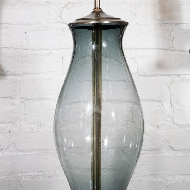 Gray Large smoked glass lamp by Blenko For Sale - Image 8 of 8
