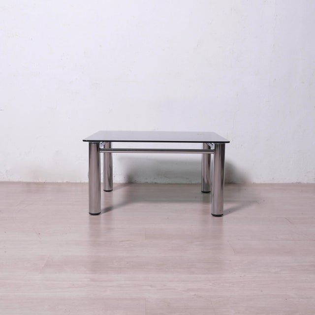 1970s Chromed Metal and Smoked Glass Coffee Table, 1970s For Sale - Image 5 of 12