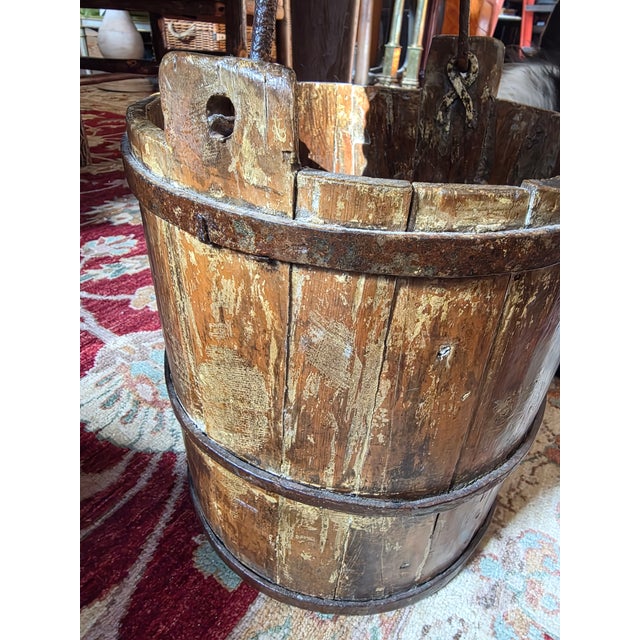Rustic European Iron Strapped Bucket For Sale - Image 11 of 12