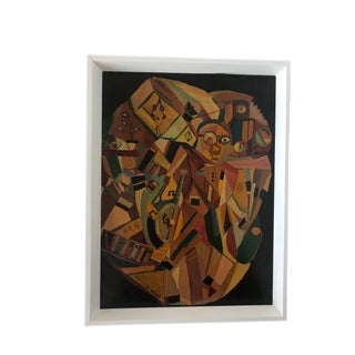 Mid-Century Cubist Abstract Oil Painting by Eisman For Sale