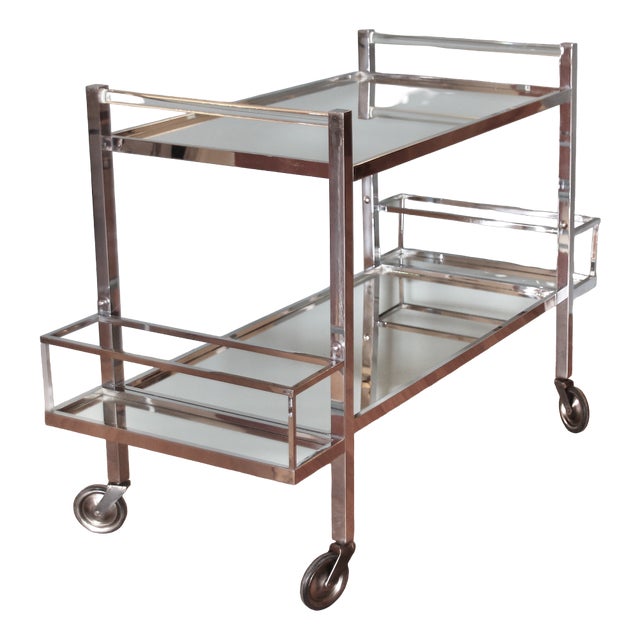Art Deco Bar Cart attributed to Jacques Adnet, 1930s For Sale