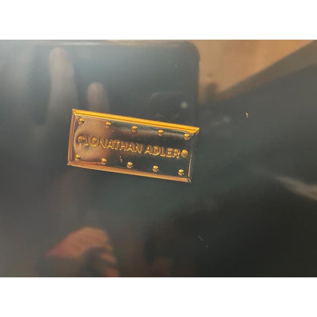 Contemporary Small Cabinets in Black Lacquer and Brass by Jonathan Adler, Set of 2 For Sale - Image 3 of 6