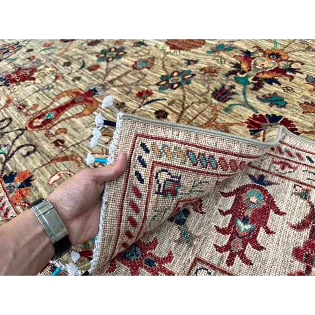 Hand-Knotted Afghan Sultanabad Chobi Wool Area Rug - 7'11" X 11'6" For Sale - Image 10 of 11