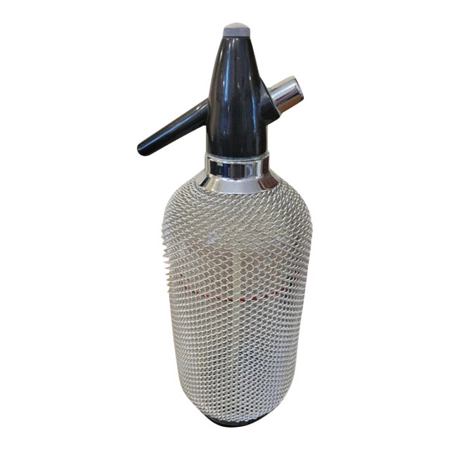 Vintage Classic Soda Siphon Seltzer Glass Bottle With Wire Mesh For Sale