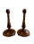Fine American Turned Walnut & Mixed Marquetry Wood Candlesticks Circa 1925 Each candlestick is finely crafted in a mix of...