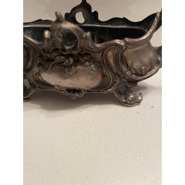 Metal Antique French Silverplated Jardiniere (Planter) Centerpiece For Sale - Image 7 of 11
