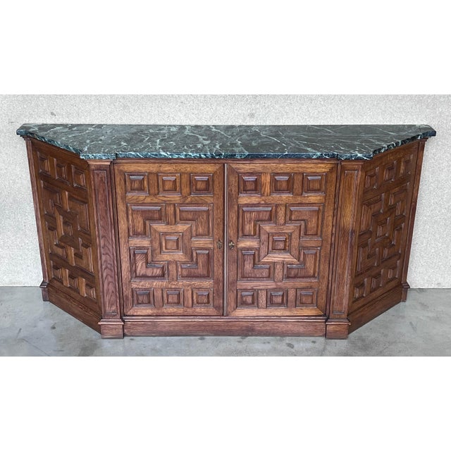 Late 19th Century Catalan Spanish Baroque Carved Walnut Tuscan Two Doors Cabinet with Marble For Sale - Image 18 of 18