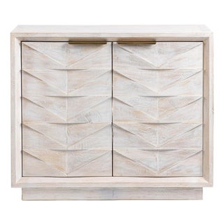 White Washed Arrow Side Cabinet For Sale