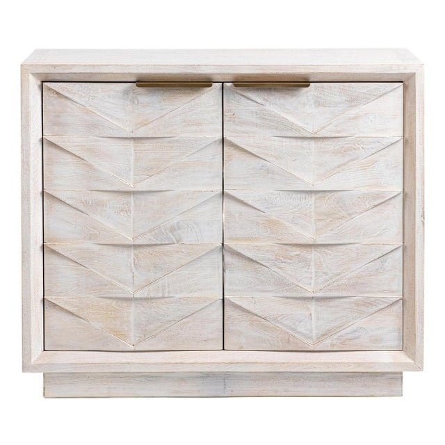 White Washed Arrow Side Cabinet For Sale