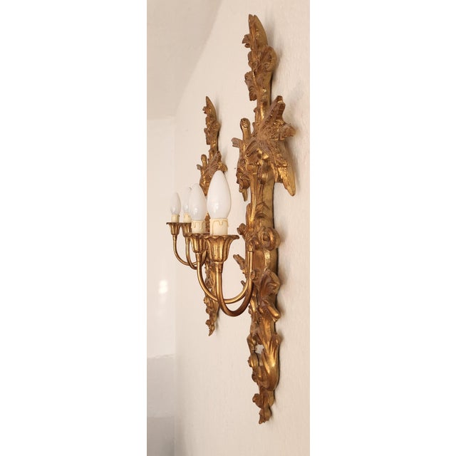 Louis XVI Neo-Classical Rocaille Wall Lamps with Gilded Carved Appliqués and Mirrored Glass, 1890s For Sale - Image 13 of 18