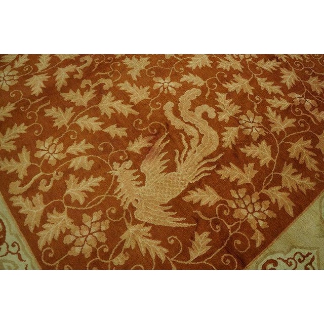 1920s Red Rust Birds Shou Symbols Modern Room Size Antique Chinese Art Deco Rug For Sale - Image 4 of 9