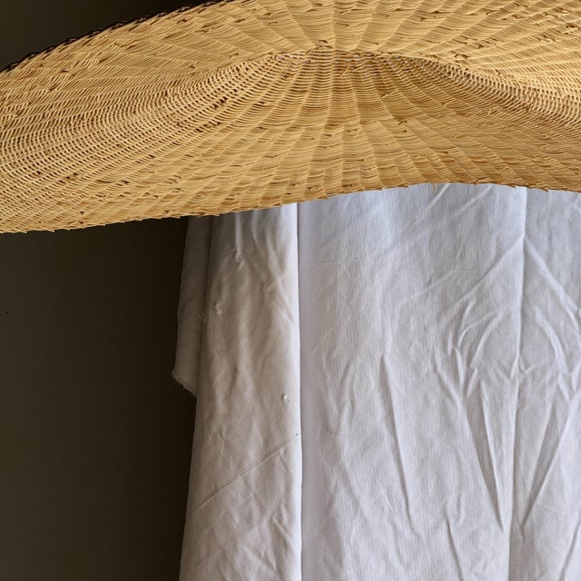 Large Hat-Shaped Rattan Pendant Light, 1980s For Sale - Image 17 of 18