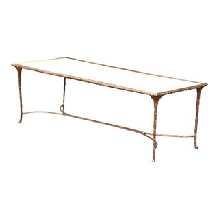 1960s Maison Bagues Style Gilded Bronze and Mirror Top Cocktail Table For Sale