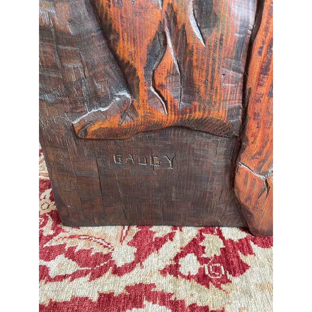 Gothic 1970s Jean-Claude Gaugy Carved Wood Wall Hanging For Sale - Image 3 of 5